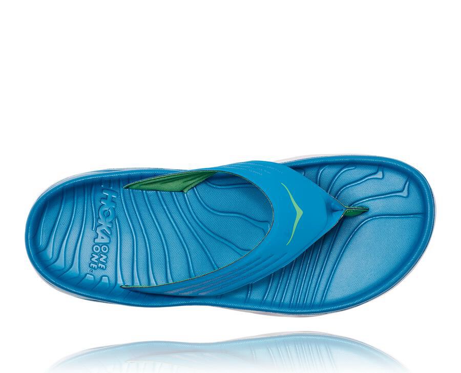 Sandalias Hoka One One Hombre - Ora Recovery Flip - Azules/Blancas - WGB650148